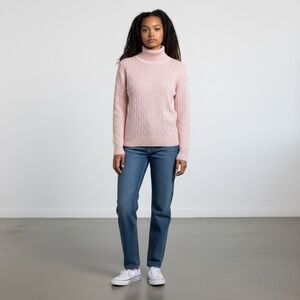 SOPHIA MILANO 100% Cashmere Pink Cable Knit Soft Sweater Women’s Size Large